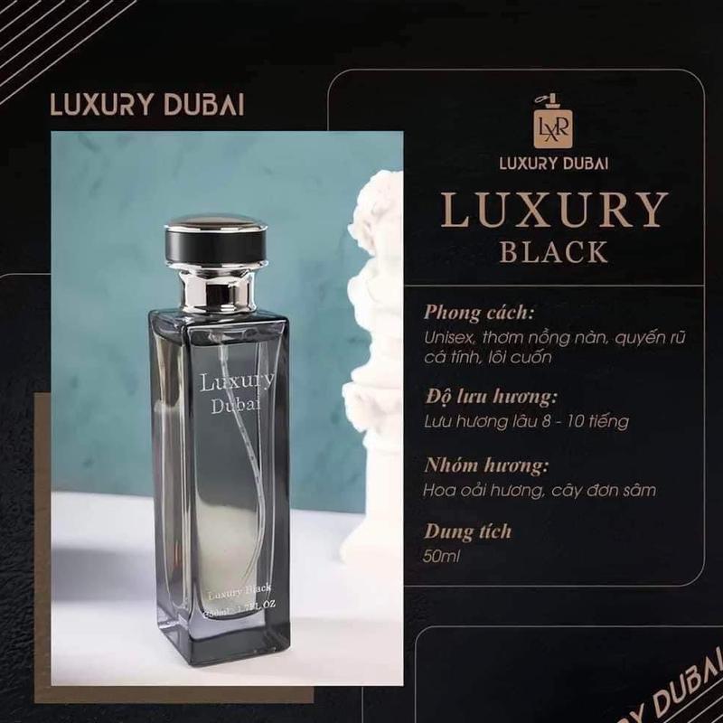 [HÀNG CHUẨN-GIÁ KHO] Nước hoa Luxury Dubai màu đen-50ml (Unisex) dành cho cả Nam và Nữ đều sử dụng được. Thơm ngọt nhẹ nhàng trầm ấm, sang trọng, cuốn hút-Lưu hương 5-7 tiếng-Xịt Thơm Perfume