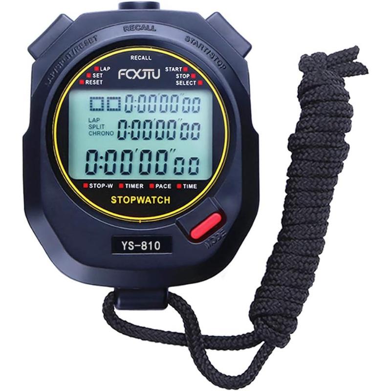FCXJTU Digital Sports Stopwatch Timer 10/100 Lap Split Memory Stopwatch ...
