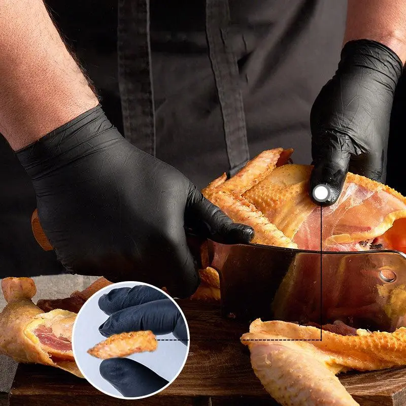 Disposable Rubber Cleaning Gloves, 30/50/100pcs Durable Black Household Cleaning Protector Gloves, Suitable for Kitchen, Tattoo Cleaning, Hair Dyeing, Kitchen Gadgets 3
