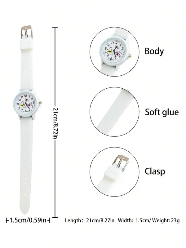 Cute Cartoon Butterfly Pattern Quartz Watch, Fashionable Round Dial Analog Watch for Women & Girls, Trendy All-match & Exquisite Watch for Birthday Gift 1