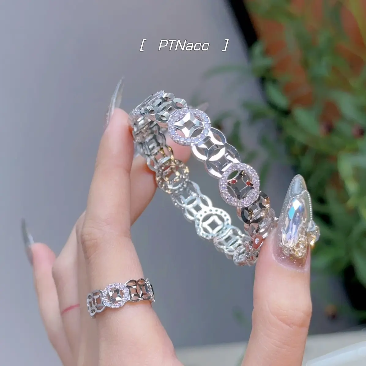 PTNACC nhẫn, vòng tay kim t.iền đồng xu đơn giản chạm máy thời trang . Hợp kim xi Women Nữ