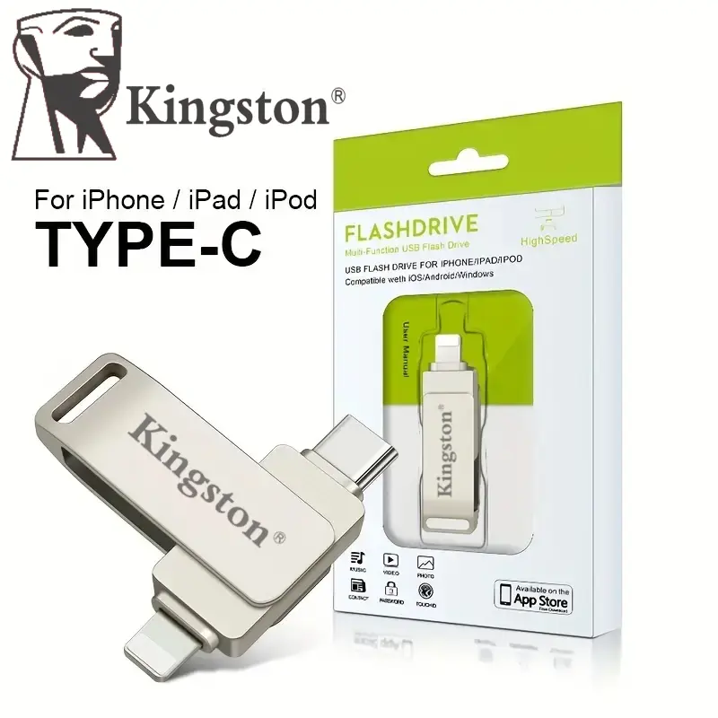 Kingston flash drive 1TB/2TB flash drive 3.2 is suitable for Apple to store large-capacity photos otg pendrive type c USB dual-purpose flash drive.