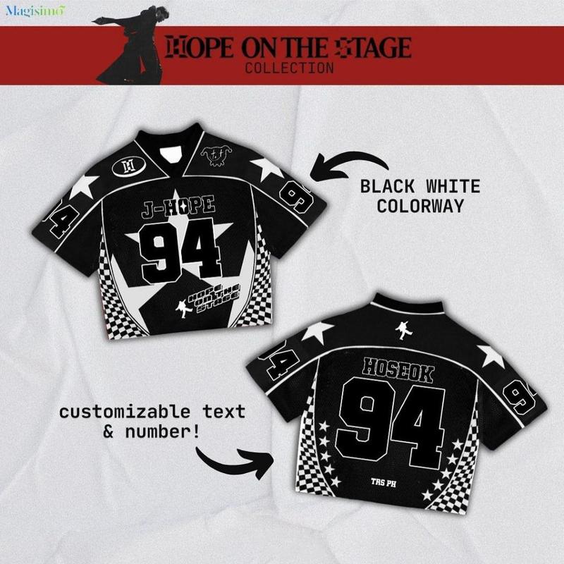 Áo Thi Đấu, Cùng Phong Cách J-Hope, Jersey Hàn Quốc Mỹ, Áo Thi Đấu Hợp Xu hướng Mới, Jersey Bóng Đá Đường Phố, Có Thể Tùy Chỉnh Tên Và Số, Thời Trang Mới, Ngắn Tay, Vải Lưới Thoáng Khí, Áo Thun Đồ Quần Áo Thể Thao, Unisex 6