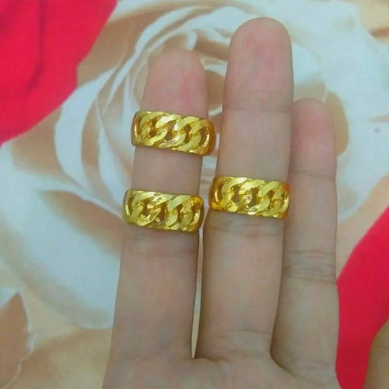 cincin rantai double tebal lapis kristal awet 0