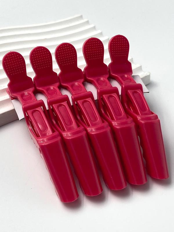5pcs/set Women's Alligator Hair Clip, Solid Color Salon Hair Clips, Plastic Hair Clips, Daily Hairstyle for Hair Dyeing and Divisions, Barrettes 4