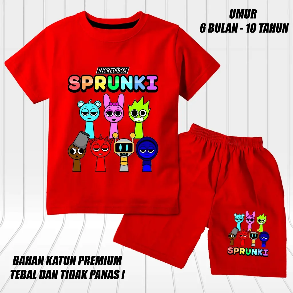Boys girls short sleeve suits, children's short t-shirts with DTF sprunki motif