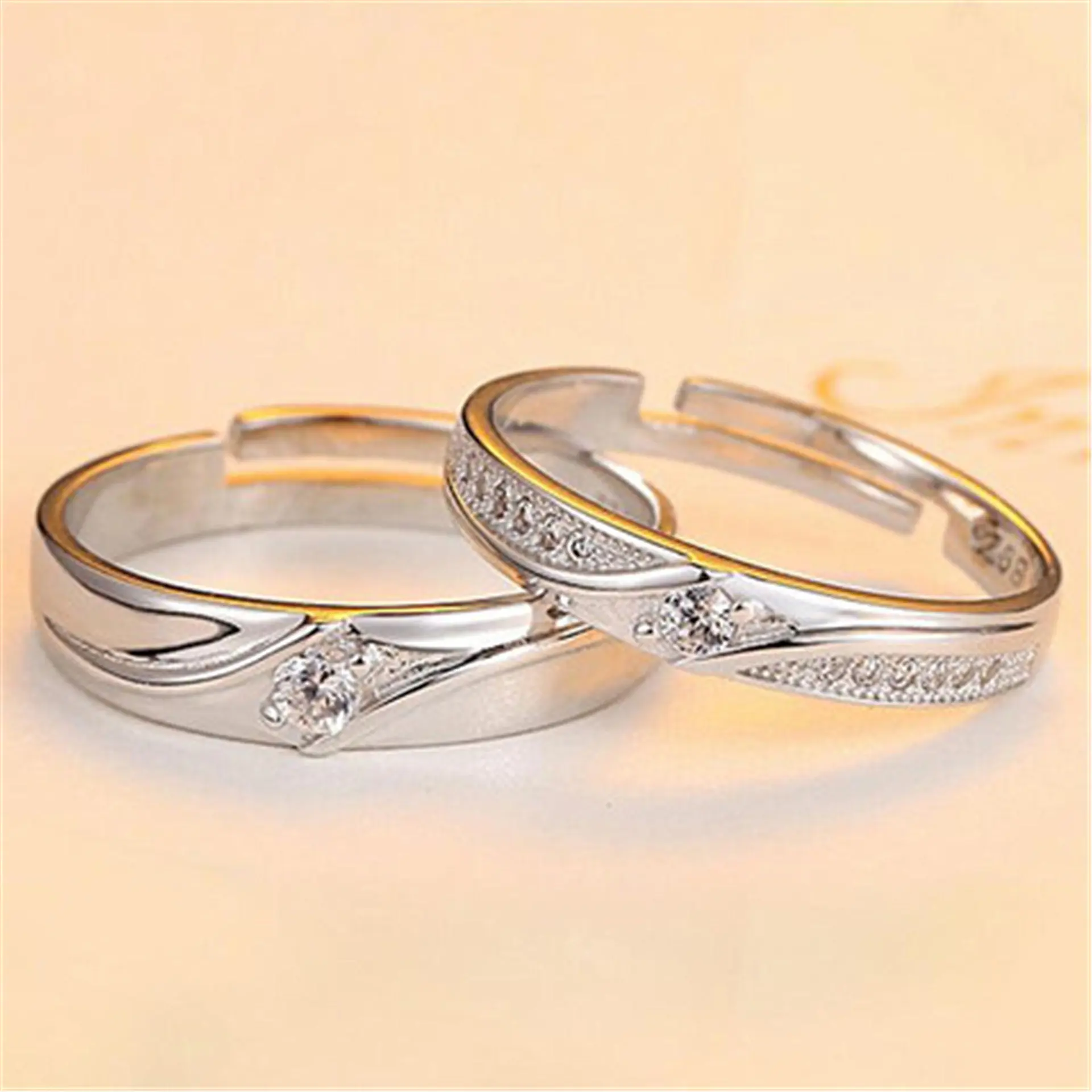 Ornament Wholesale Japanese and Korean Style Couple Men Ring Female Opening Couple Rings Ring Pair Personality Inlaid Zircon Women's Ring