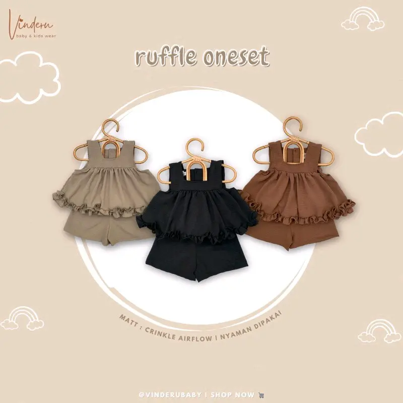 (Vinderu) Oneset Ruffle/Pakaian bayi/Balita Cewek