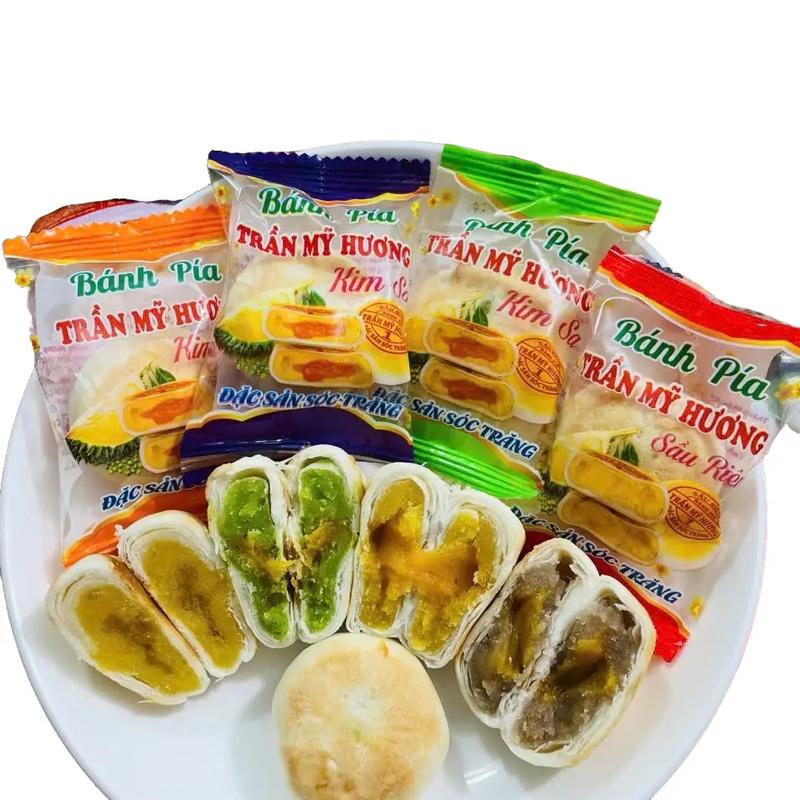 1kg Bánh pía mini 4 vị: Kim sa đậu, Kim sa dứa, Kim sa môn (Tran My Huong) Đậu xanh sầu riêng       Food, Ăn Vặt, Cake.