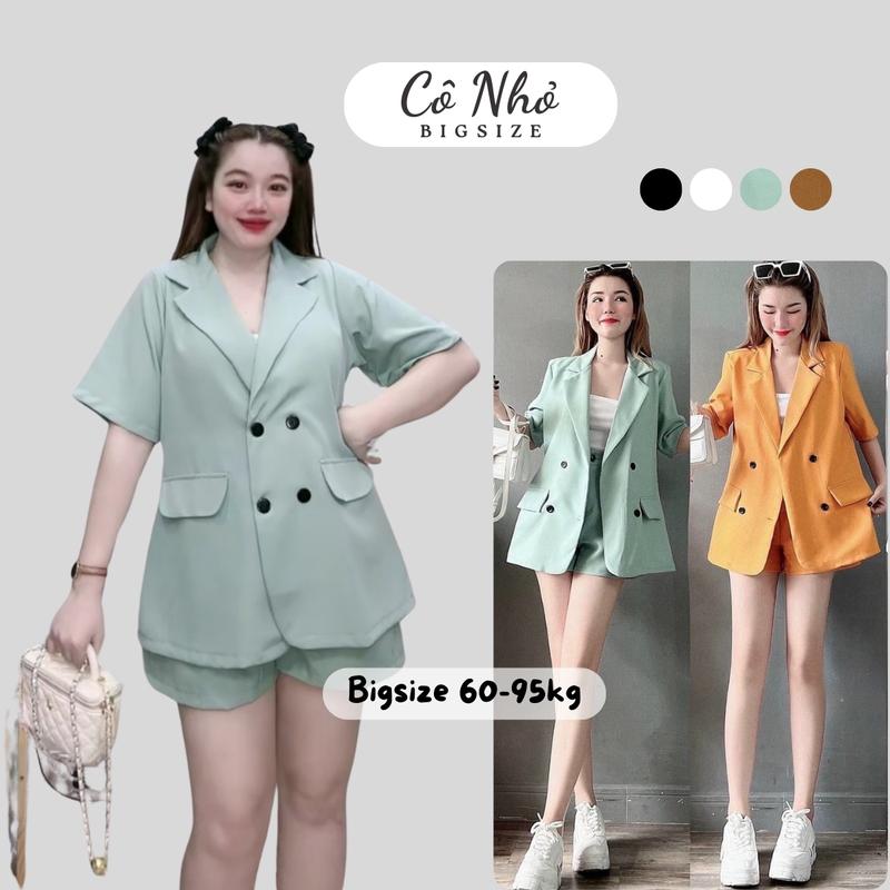 SÉT VEST HÀN QUỐC BIGZIZE 2 MÓN SIU SANG ( áo blazer kèm quần) SET VET Top Nữ Women Kem