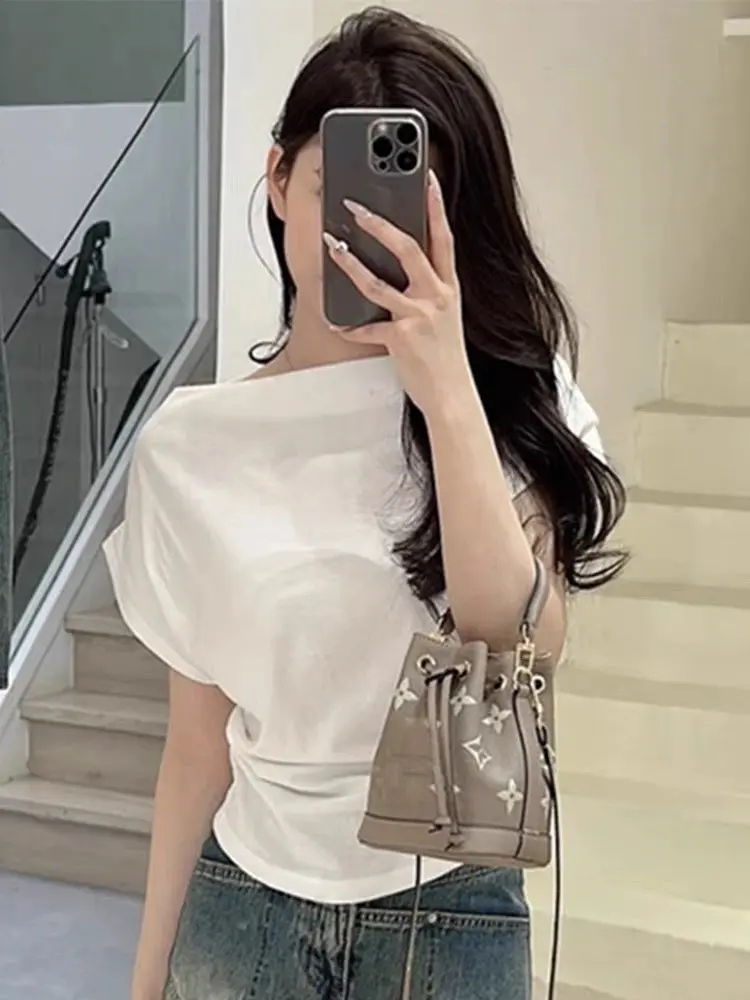 Áo lệch vai nữ RAYLIN, áo trễ vai mặc 3 kiểu siêu xinh chất liệu cotton mềm min A08 Voi Jean