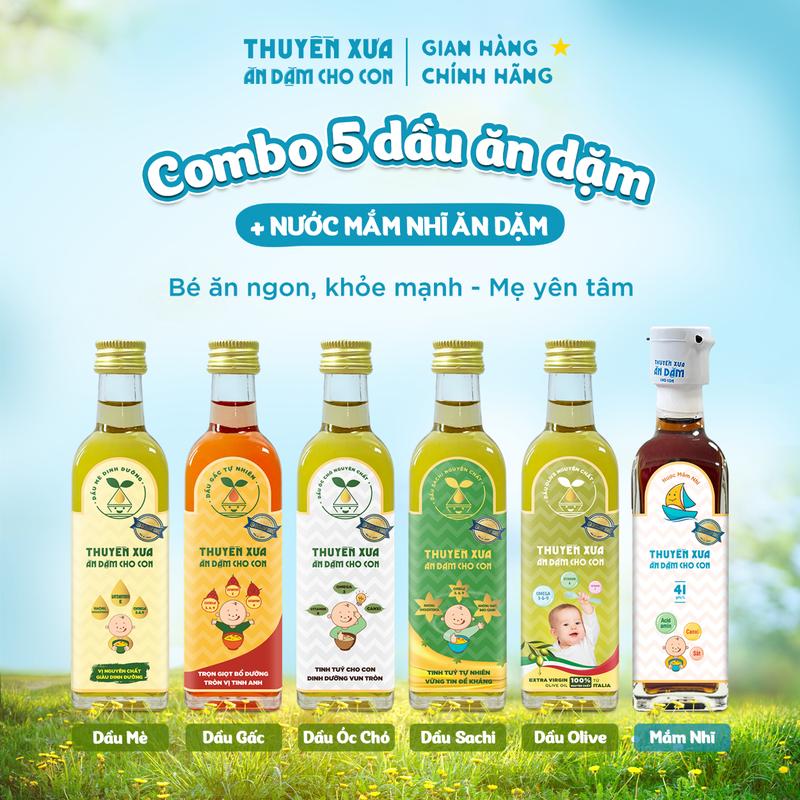 CHÍNH HÃNG - COMBO GIÁ SỐC Dầu Ăn Dặm Và Nước Mắm Ăn Dặm Thuyền Xưa 65ML Cho Con