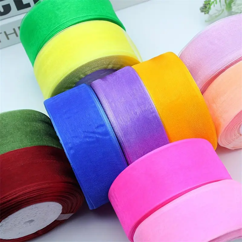 Solid Color Satin Ribbon, 1 Piece 50 Yards Colorful Ribbon, DIY Gift Wrapping Ribbon, Party Decoration Supplies for Wedding Birthday Festival 2