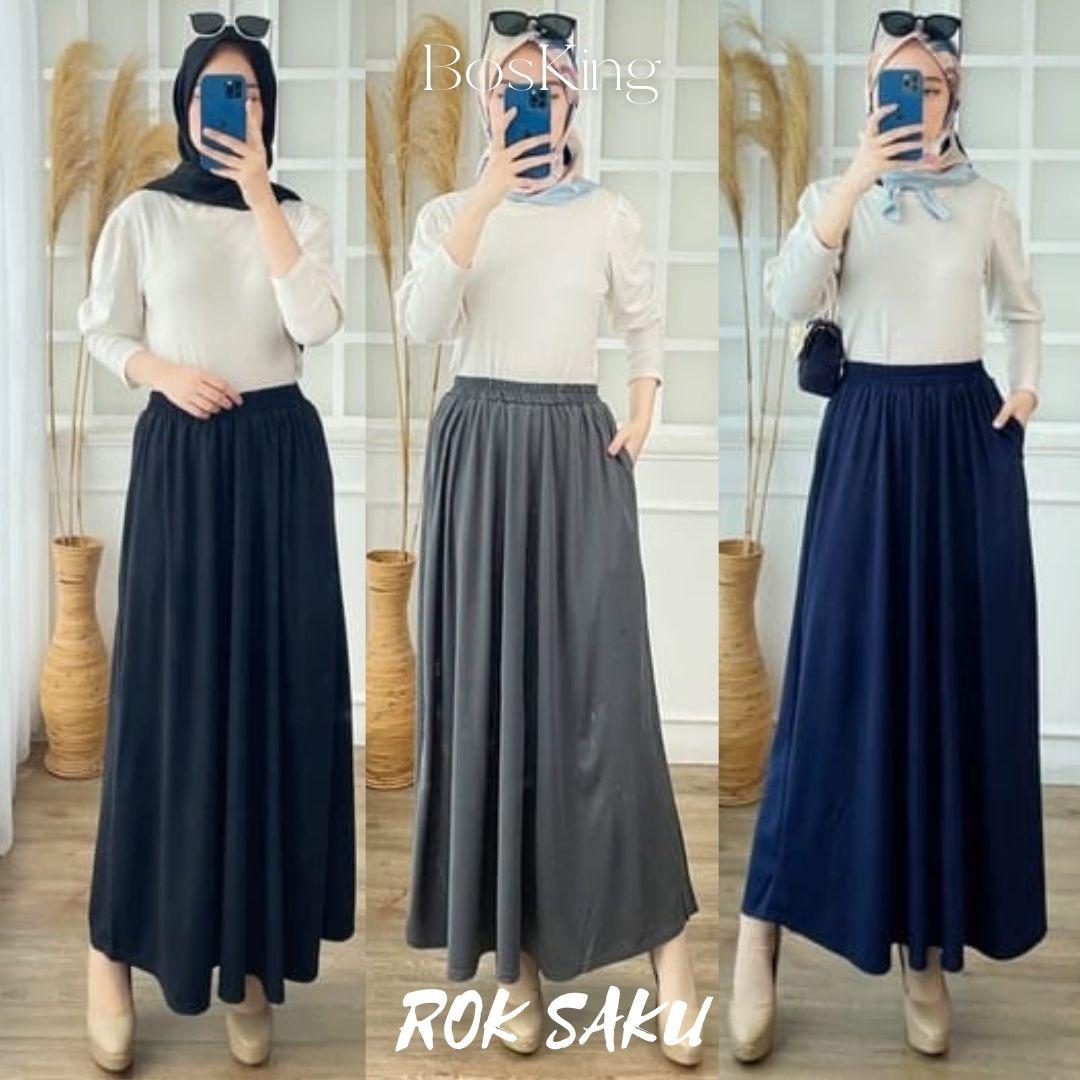 ROK POLOS SAKU PANJANG HYGET SUPER GRADE A / ROK SKIRT POLOS PREMIUM BEST SELLER / ROK POLOS SAKU PREMIUM Hitam