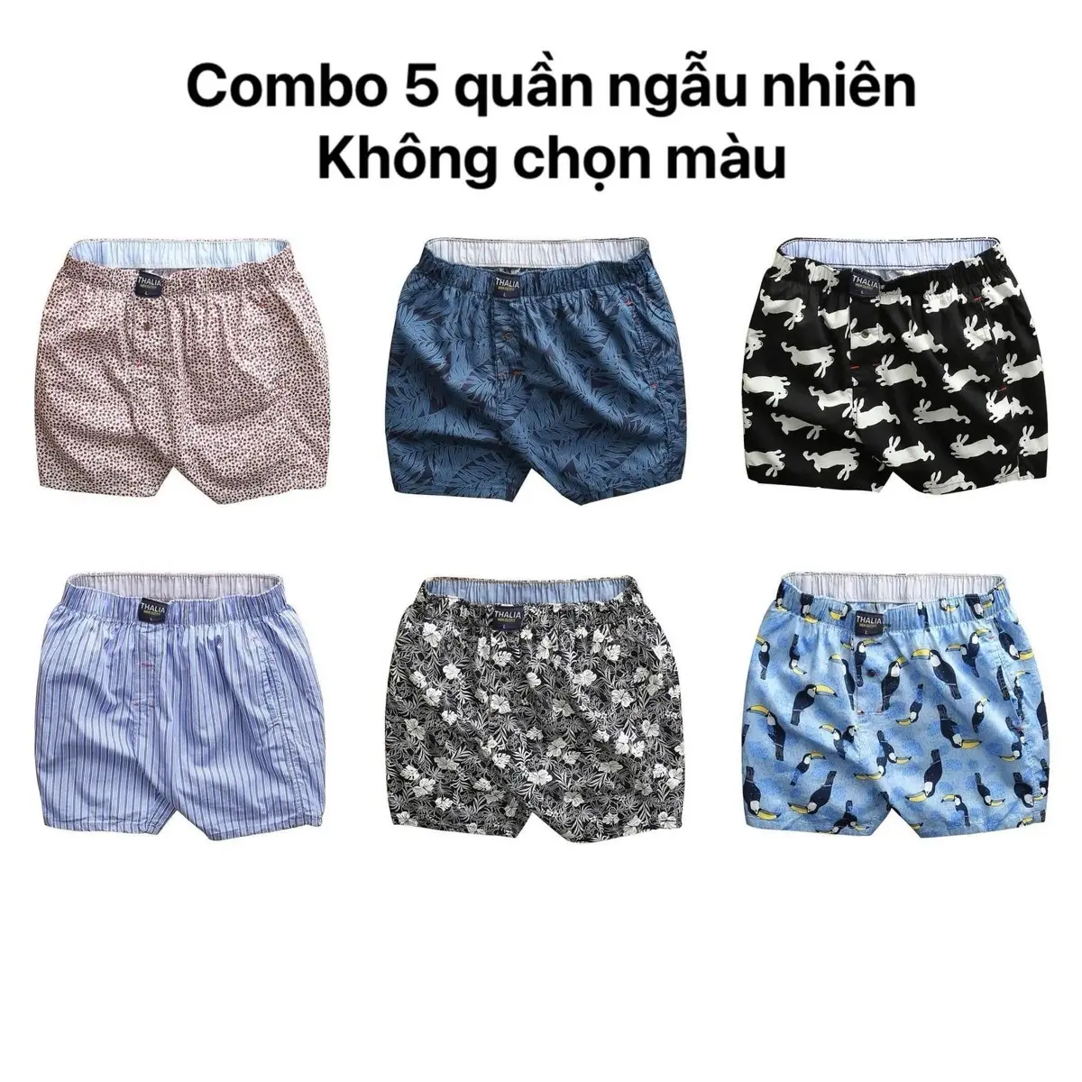 Combo 5 quần đùi nam cao cấp đi biển - Menswear Cotton