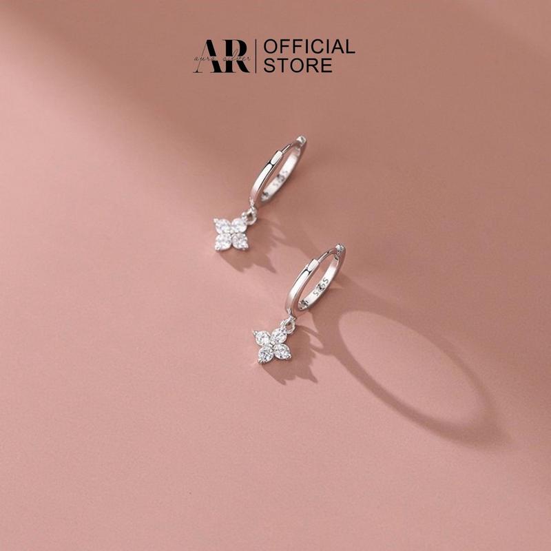 Bông tai bạc nữ 925 xi kim khuyên tai tròn Luna-Aura Silver-KT44