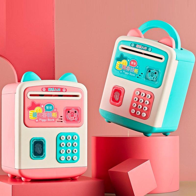 Két sắt mini cho bé tiết kiệm tiền mở bằng mật khẩu vân tay mô phỏng gương mặt cỡ lớn xanh hồng Đồ Chơi Toy