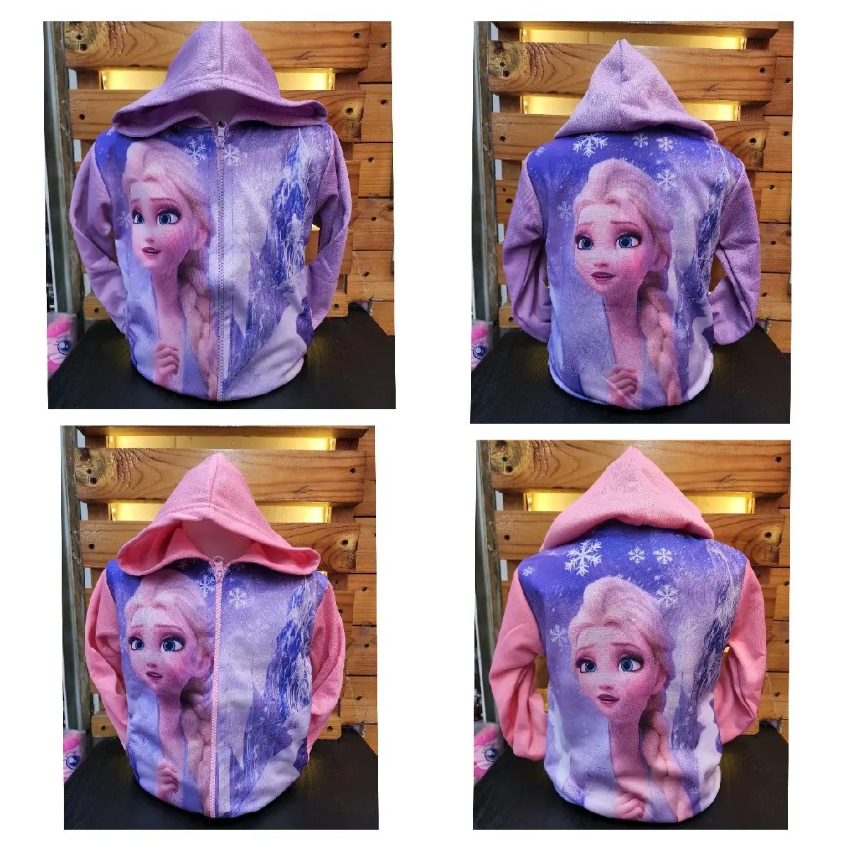 Model Terbaru - Jaket Anak Perempuan Printing Karakter Snow Elsa Bahan Fleece - Kids Printing Jacket