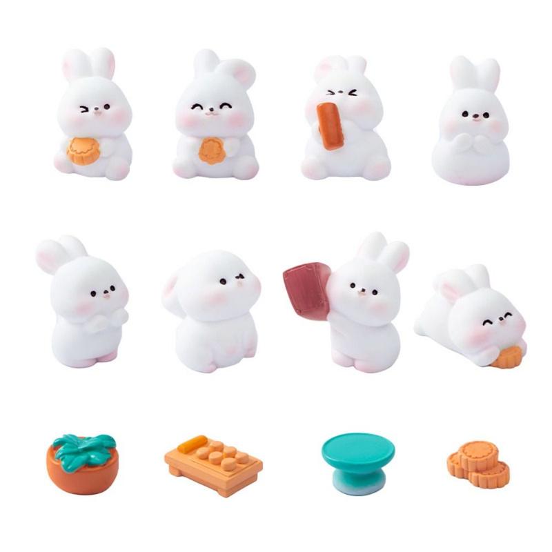 Cute Chinese Style Mooncake Rabbit Ornament Cartoon Mini Miniature ...
