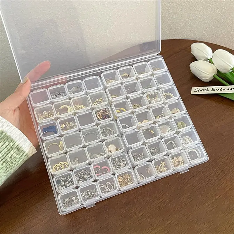 Jewelry Storage Box, 1 Count 28 Grids/56 Grids Jewelry Organizer, Home Organizer for Earrings, Necklaces, Bracelets 5