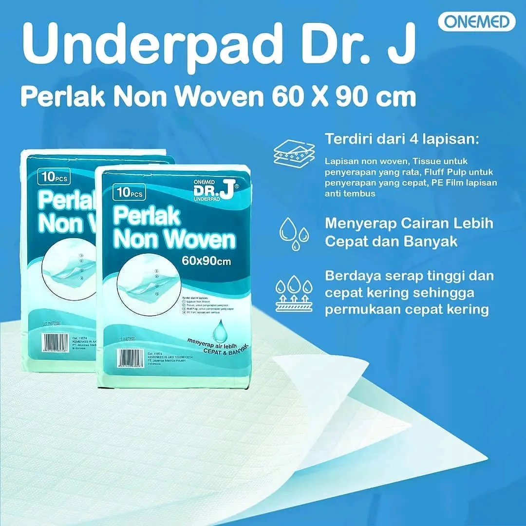 UNDERPAD ONEMED DR J 60 X 90 PACK ISI 10 PERLAK ALAS POPOK