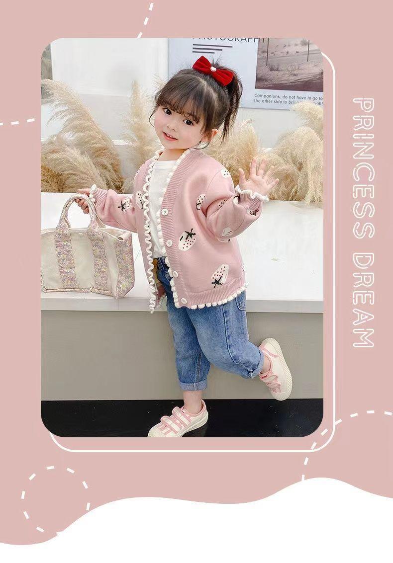 Product Introduction of Girl's Knitted Cardigan 2024 Autumn Clothing New Children Toddler Baby Fashionable Sweater Cardigan Top Coat 10