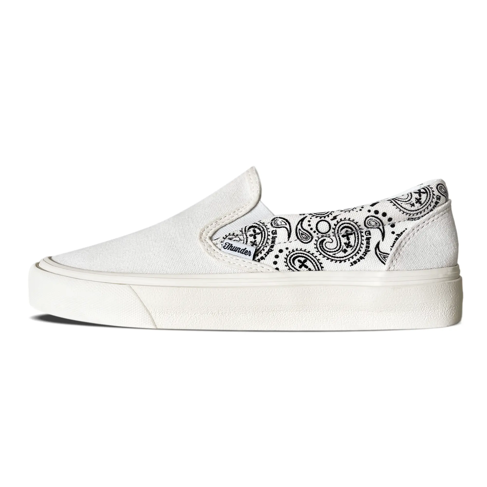 Sepatu Thunderbear - Slip On Voltaire Paisley Off White canvas flat Shoes Pria Sneakers Kasual