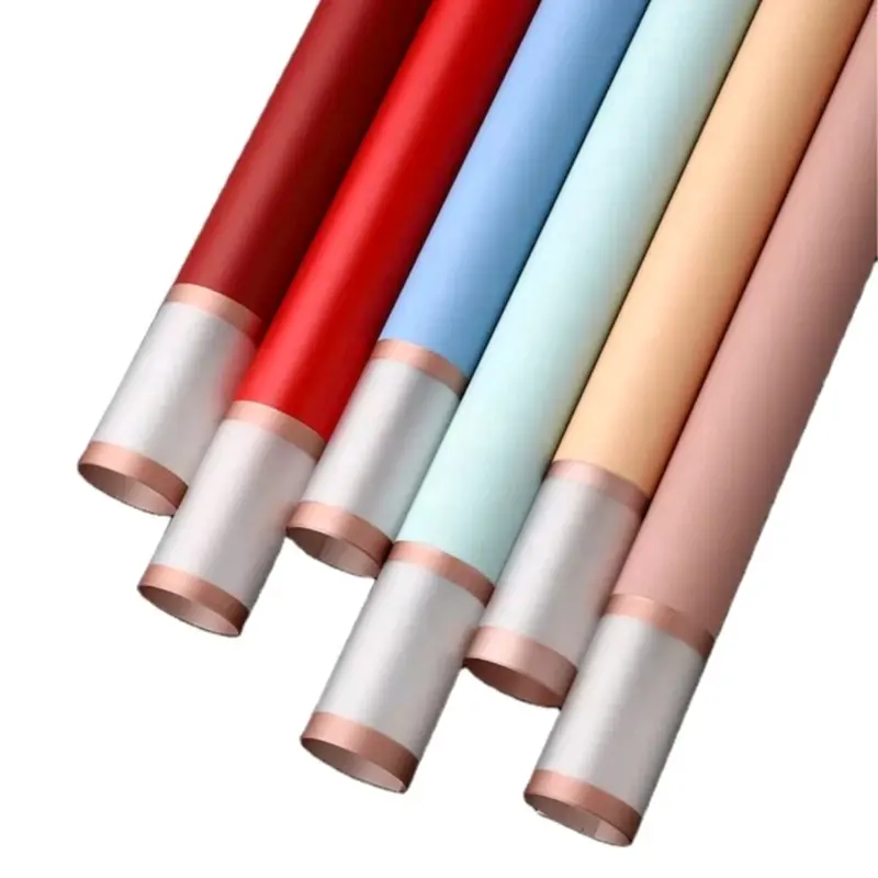 (ecer 5 lembar) FLOWER WRAPPING GOLD LINE FRIME CELLOPHANE KERTAS BUNGA BUKET 4
