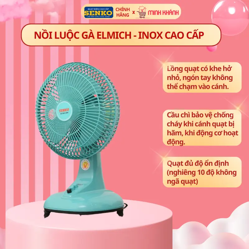 Quạt bàn mini 3 cánh Senko B102 - Nhỏ gọn, êm ái, gió mạnh, màu sắc xinh xắn, dùng cho ít người QuạT Fan 2