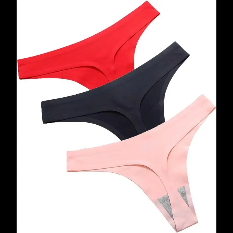 Daily Wear Sexy Seamless Thongs for Women Low Waisted Stretch Thong Underwear No Show Panties 3 Pack