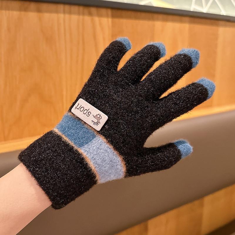 Product Introduction of Children's Gloves Autumn and Winter 5-12 Years Old Knitted Warm-Keeping and Cold-Proof Primary School Boys and Girls Baby Five Finger Riding Gloves 9