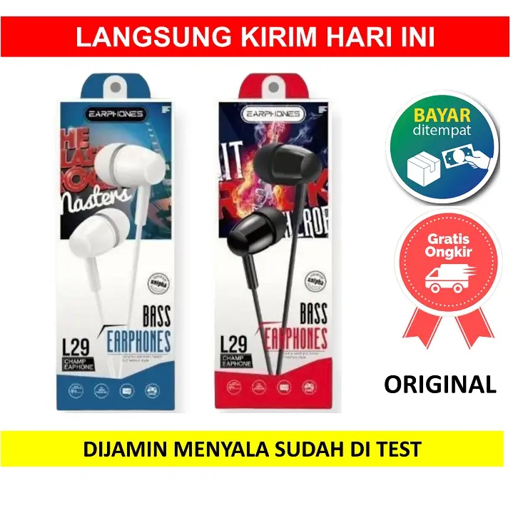 PROMO ADD Headset L29 L 29 Earphone Headphone Handsfree Super Extra Mega Power Bass In Ear Music Sport Stereo Selamat Berbelanja 0
