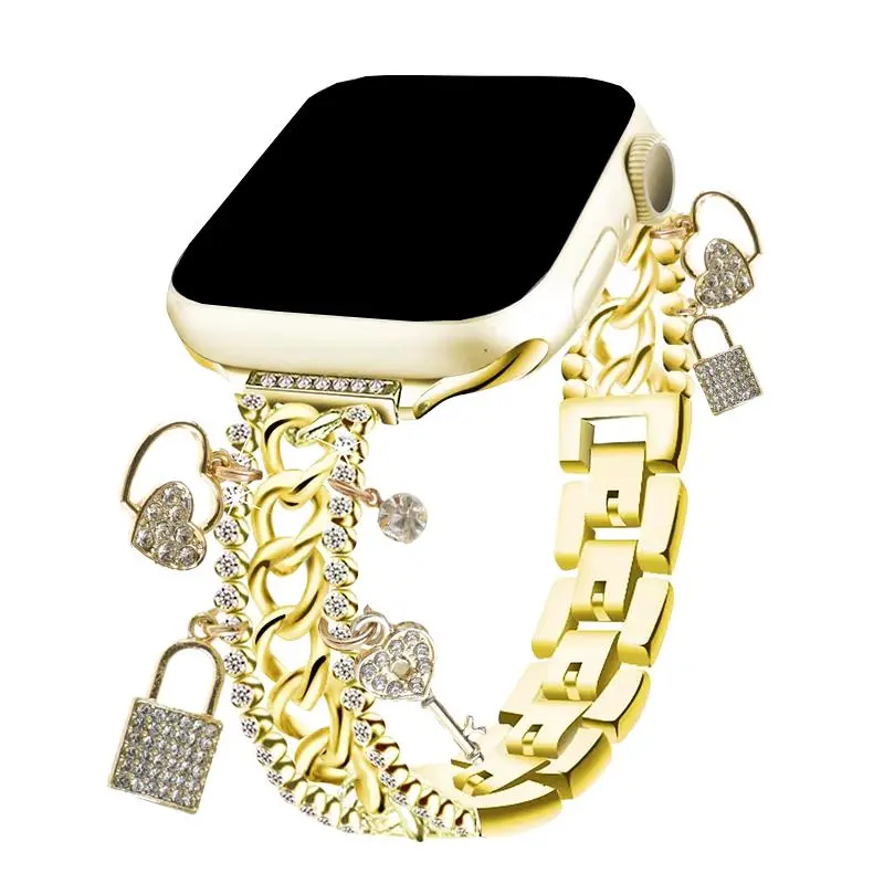 Fashionable Metal Watch Band, Watch Band with Apple Watch Accessories Charms for iWatch Series 10 9 8 7 6 5 4 3 2 1 SE, Watch Accessories, Wearable 3