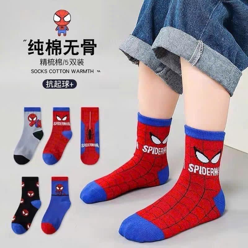  Combo 10 tất siêu nhân nhện bé trai từ 1-13 tuổi loại 1 dày hình nét 