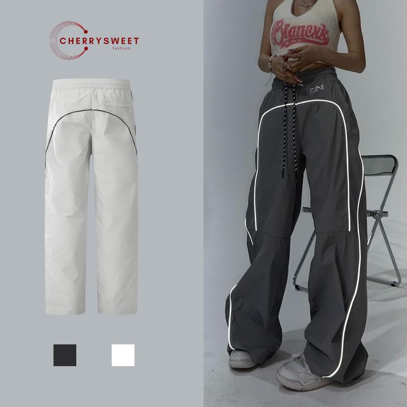 Quần gió nữ Cherrrysweet thể thao vải dù chất lượng cao có dây rút viền phối màu đẹp T131 Women Pants Sport 1