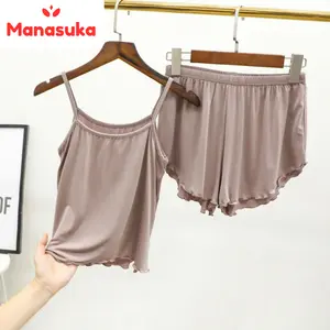 MS Baju tidur wanita set tanktop hotpants setelan piyama jumbo big size kamisol tengtop model kutung lekbong motif polos lingerie sutra licin sexy satin lembut camisole dengan celana pendek BT001