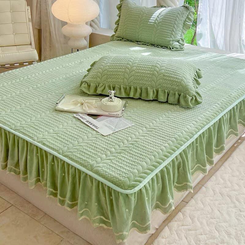 Bộ Ga Gối Trần Phủ Bánh Bèo Nỉ Nhung Chất Nỉ Dày Dặn Mềm Mịn 3