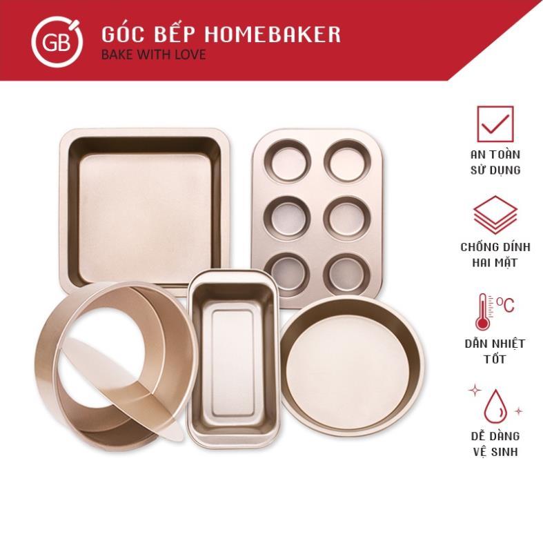 Khuôn Làm Bánh Nướng Bánh Chống Dính 20cm, 21cm  -  Set Khay Nướng Bánh Chữ Nhật, Tròn, Vuông - GBBM243