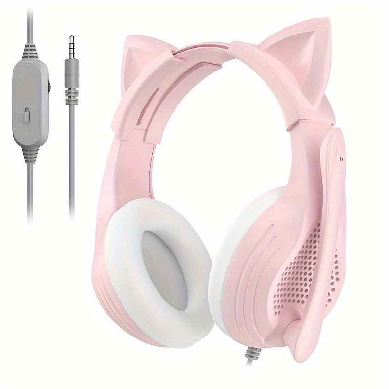 TikTok Shop Pink Gaming Headset With Microphone For PC Computer IOS Mac PS4 PS5 Xbox One Phone 3D Surround Sound Soft Memory Foam Ear Cushion Wired Over Ear Headphones With Mic For Gamer