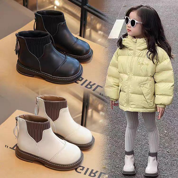 Bốt Bé Gái, HK, Bốt Ngắn, Mùa Thu Và Mùa Đông, Giày Mới 2024, Lót Lông Cừu, Bốt Da Trẻ Em, Bốt Martin Cho Em Bé Giày Da Nhỏ Thích Hợp Cho Mùa Đông