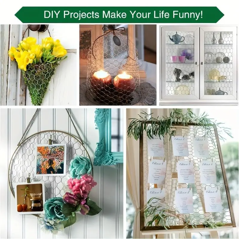 Decorative Garden Mesh Roll, Waterproof Hexagonal Chicken Wire Mesh Roll, DIY Handmade Iron Mesh for Flower Arrangement & Wedding Decoration 3