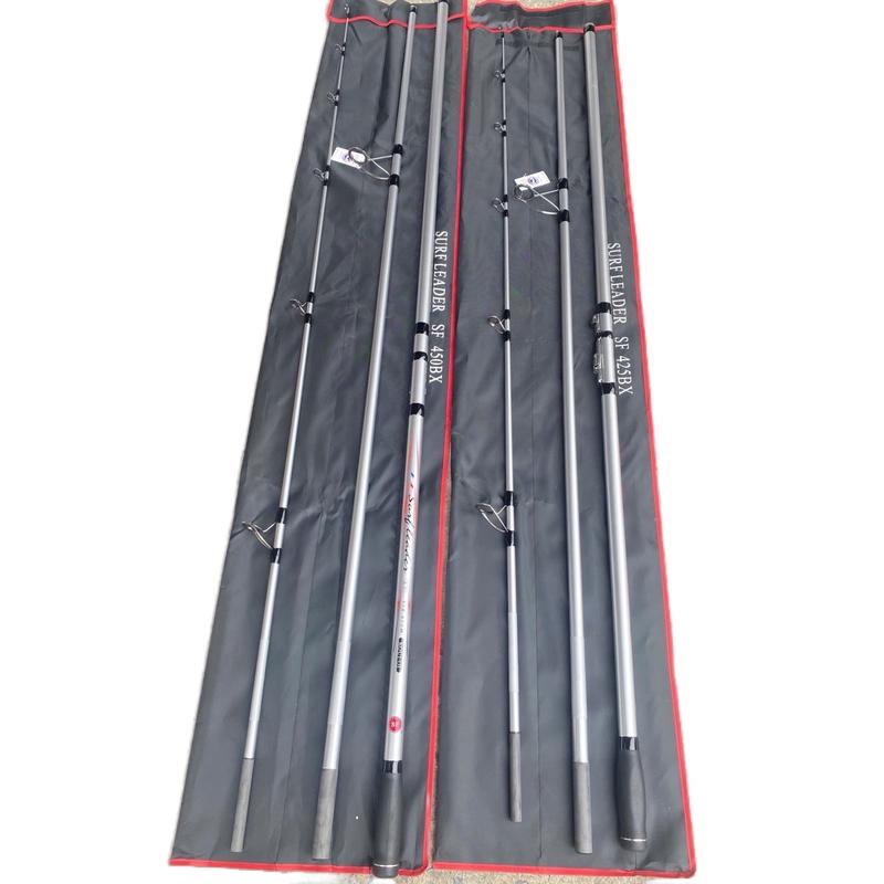 Cần câu cá Ba khúc SURF LEDEAR -SF màu bạc cứng thực tế Bx ngọn 3li7 Có 2 Size 4m25-4m5 Cho Ae tập chơi lục Bắt Cá Fishing Đi Câu