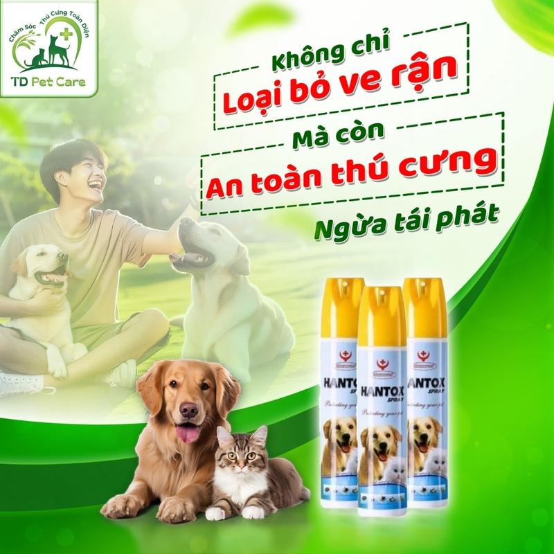  TD Pet Care Hantox Spray - Lọ Xịt Diệt Bọ Chó Ve Rận Mèo An Toàn Cho Thú Cưng Loại Bỏ Ký Sinh Trùng Hiệu Quả 