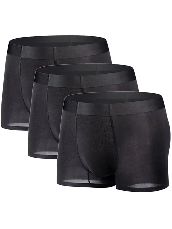 Men's 3pcs Summer Solid Color Boxer Brief, Breathable Comfortable Sports Underwear for Gym Workout Running, Mens Sport & Outdoor Clothing for All Seasons 0
