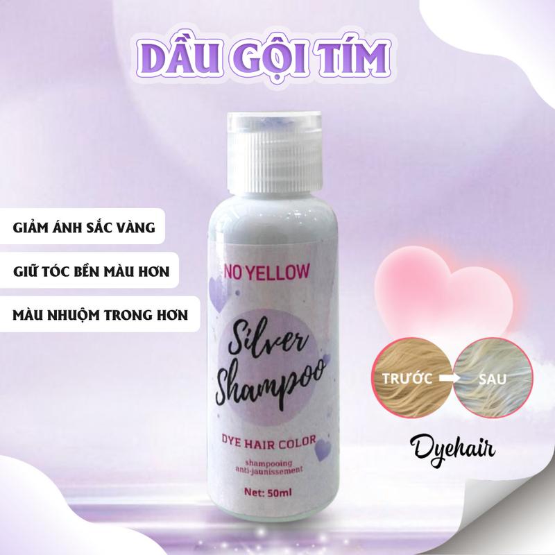 Dầu gội tím giảm ánh vàng DYE HAIR GIỮ MÀU & LOẠI BỎ VÀNG 50ML Đổi Màu Tóc Nhuộm Tóc Dưỡng Tóc Nữ