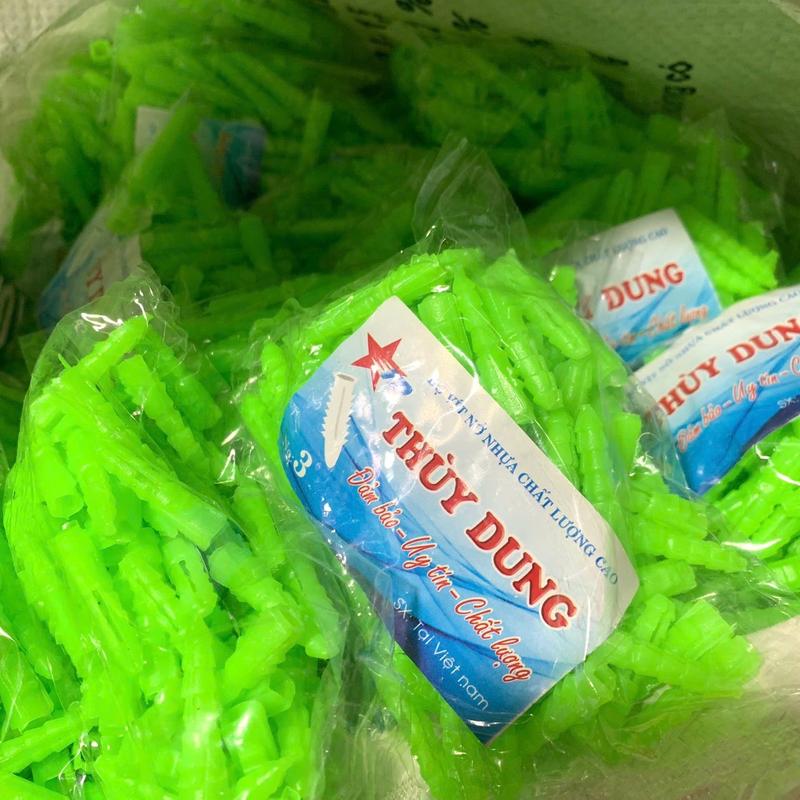 Tắc kê nhựa Nở Nhựa Xanh 6 (Túi 100 Con) - Sản phẩm trung gian giừa tường và vít 2