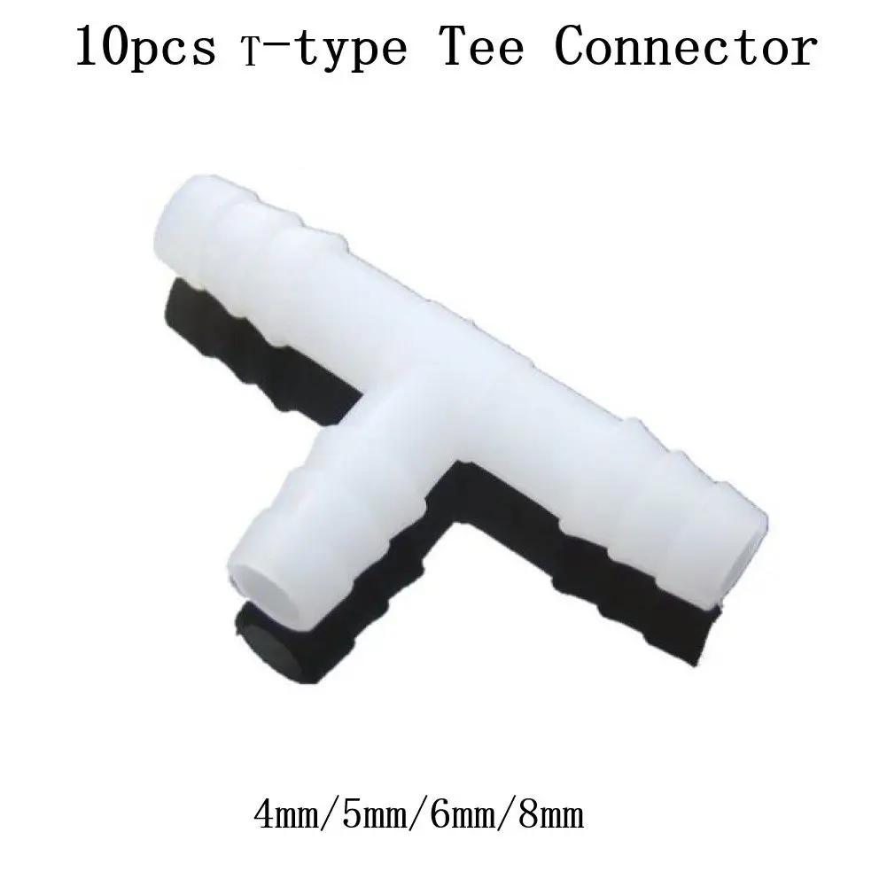 Tee Connector T-Hose Fittings Plastic Material Reducer Joint T-type Tee White 4-8mm Adapter Aquarium Connector