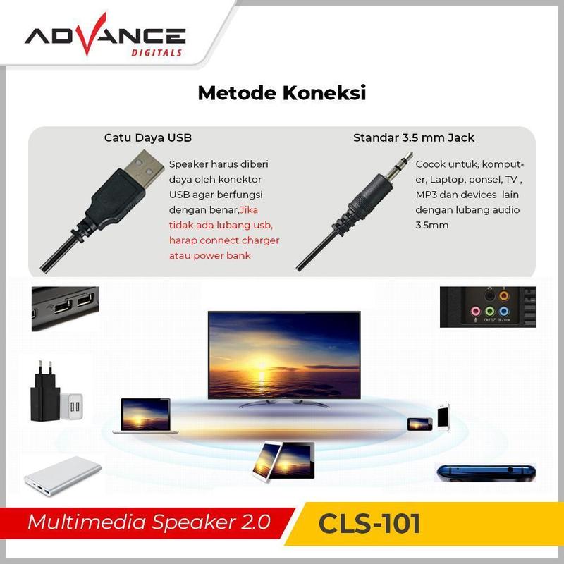 Product Introduction of Advance CLS101 Multimedia Speaker 2.0 Channel Komputer Speaker Laptop Speaker Super Bass Dapat Menghubungkan Ke PC / Laptop / Ponsel /  DVD / VCD |Garansi Resmi Advance 1 Tahun| 6