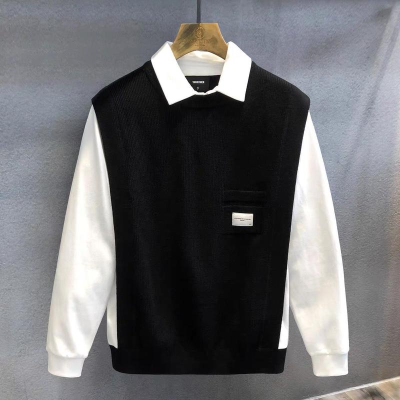 Áo Len Cổ Áo Sơ Mi Giả Hai Mảnh, Bộ Sưu Tập Mùa Đông Mới Hợp Xu hướng Cho Năm 2025, Thời Trang Thường Ngày Khâu Cho Nam, Áo Mặc Trong Dễ Phối Đồ Hàng Đầu, Thích Hợp Cho Mùa Đông, Phong Cách 2024 Menswear Shirt áo  khoác