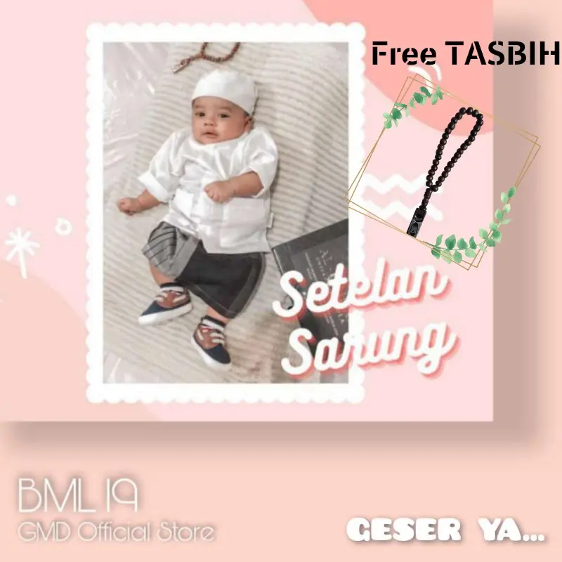 Sarkoci bayi setelan baju Koko sarung bayi newborn baju muslim koko bayi toyobo aqiqah putih maroon